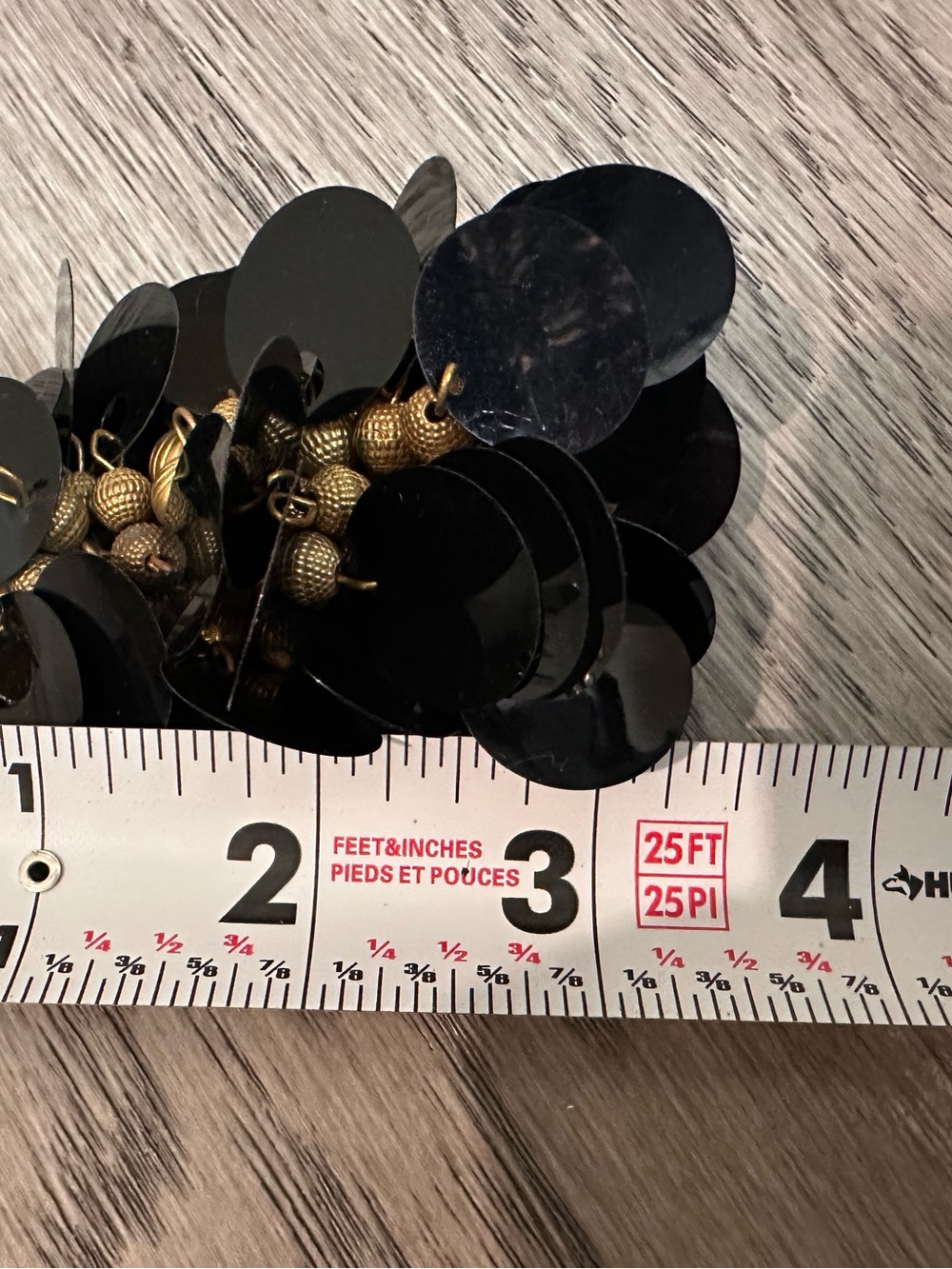 Gold & Black Sequin Cluster Dangle Earrings - Picture 7 of 7
